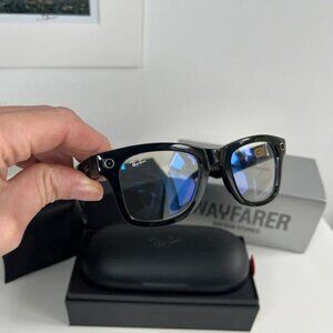 Ray-Ban Stories RW4002 Smart Glasses Wayfarer Shiny Black Blue Light Filter